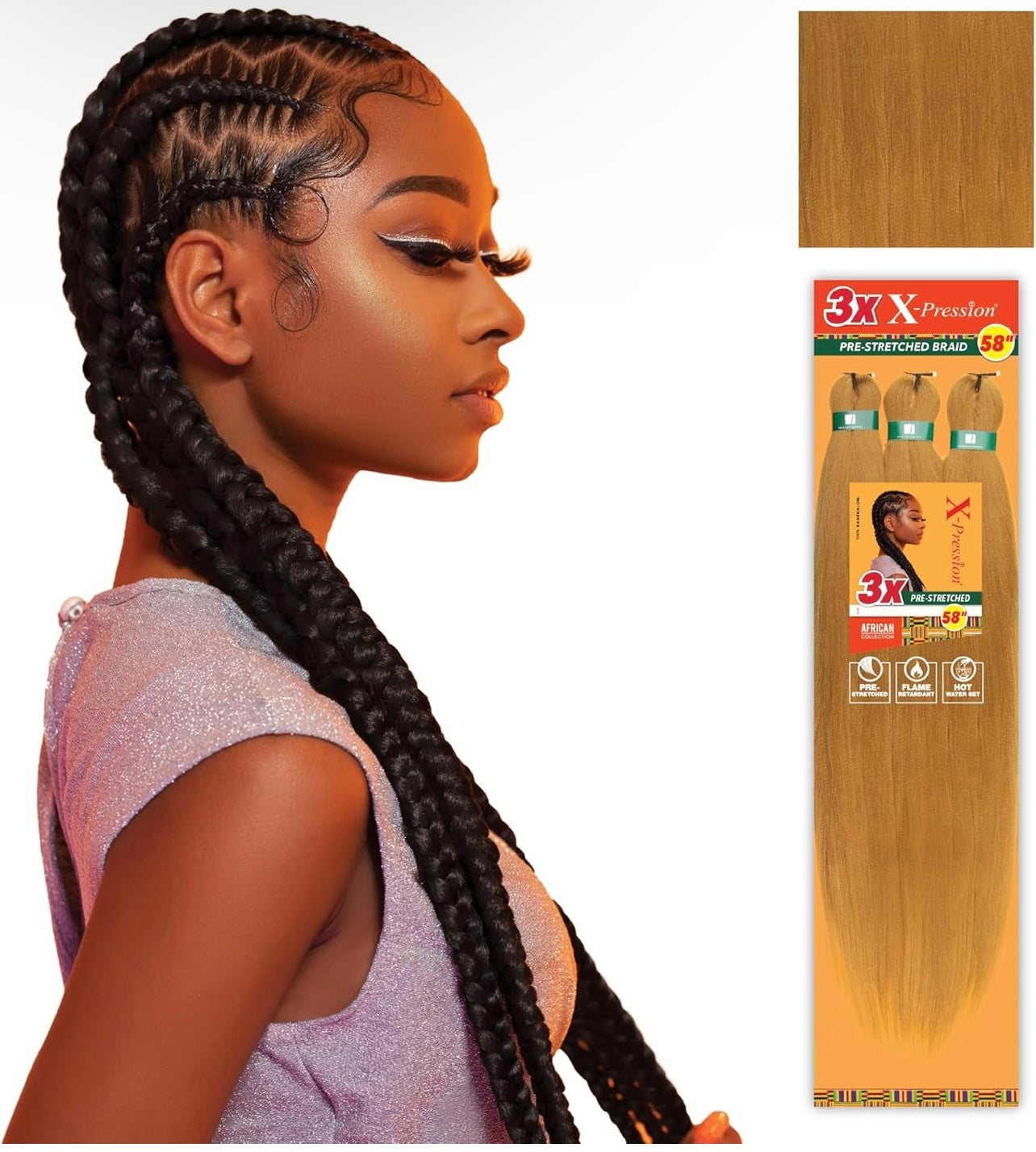 3X X-PRESSION PRE-STRETCHED BRAID 58″ #27