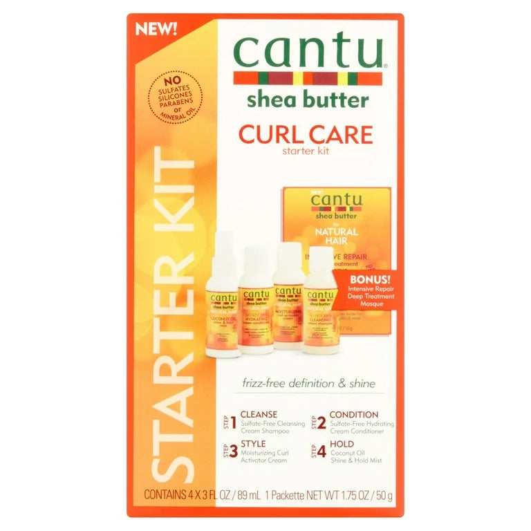 Cantu Shea Butter Curl Care Starter Kit, 4x3 fl oz,