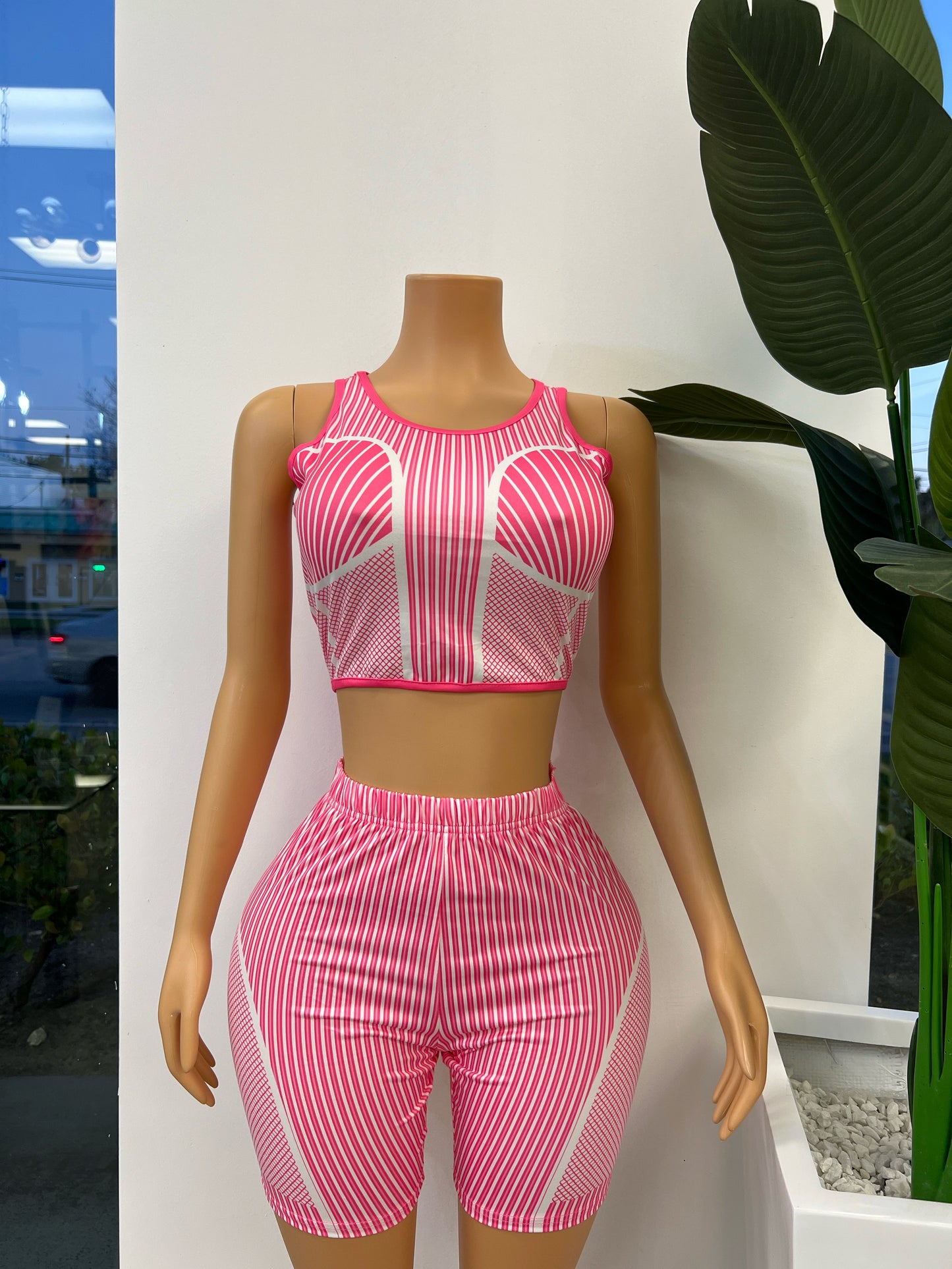 Pink Brief Short Set