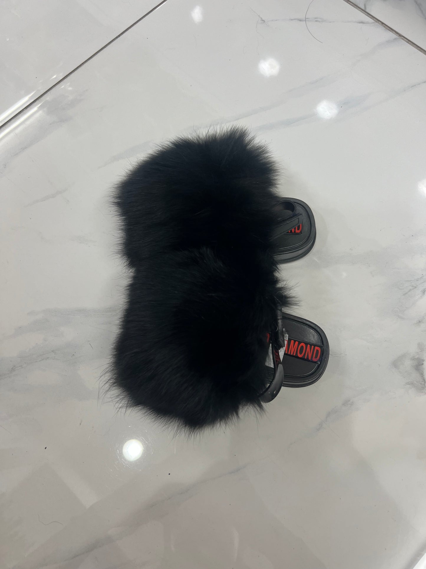 Toddler faux fur slides black