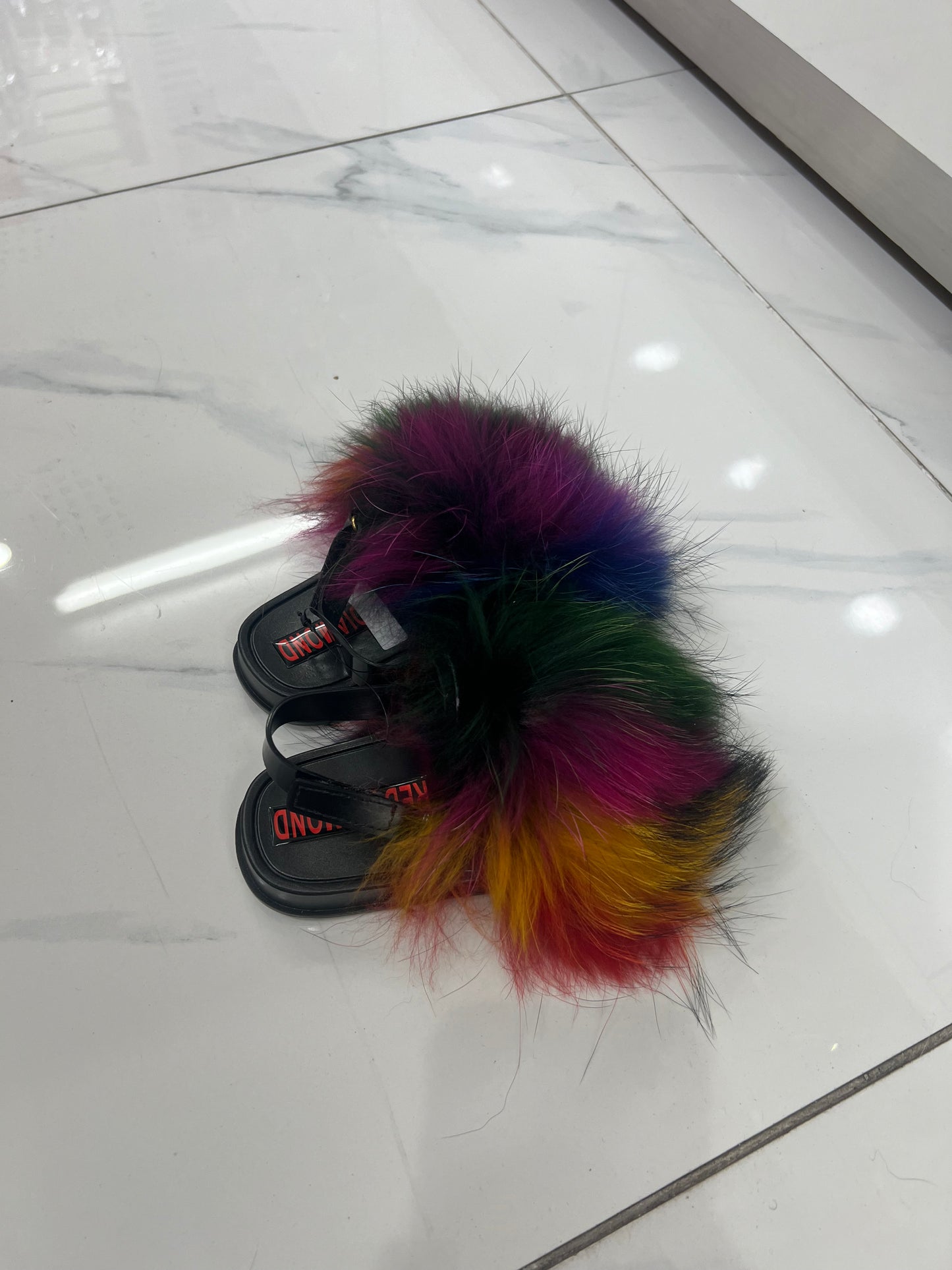 Toddler faux fur slides rakoun