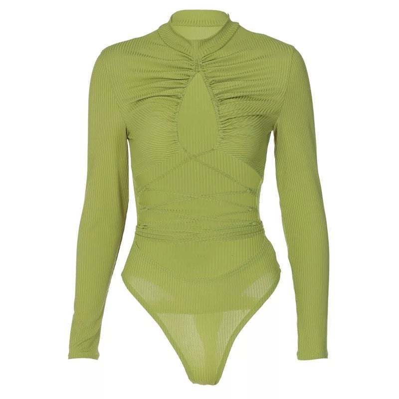 Drawstring Hollow Out Bodysuit