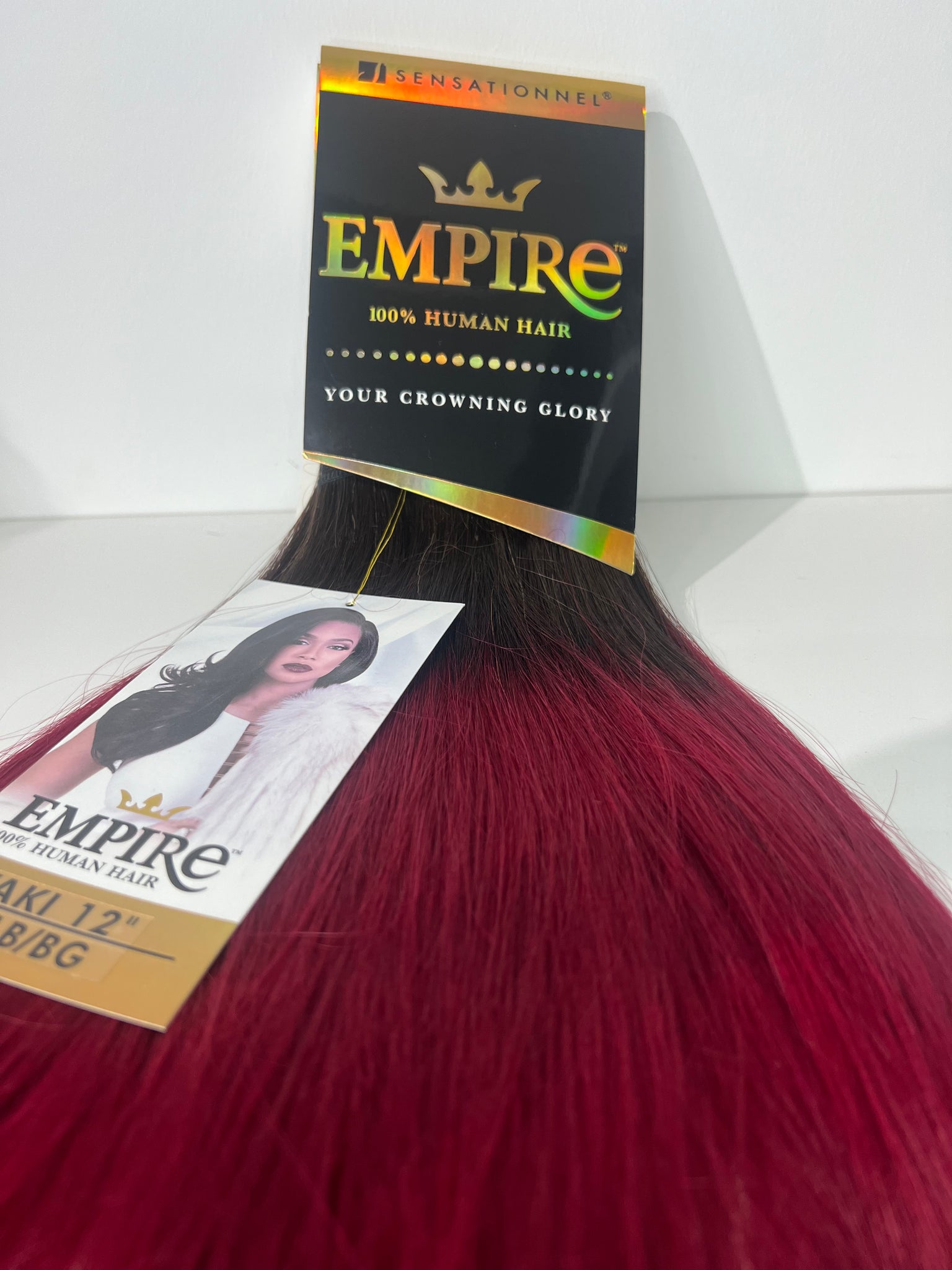 Sensationnel empire 100% human hair yaki 12” color T1B/BG