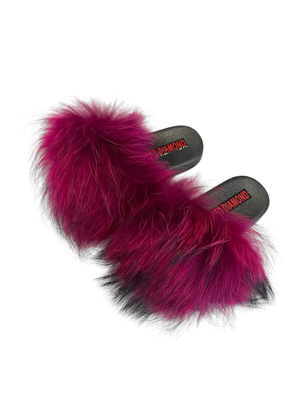 Kids faux fur slides dark burgundy