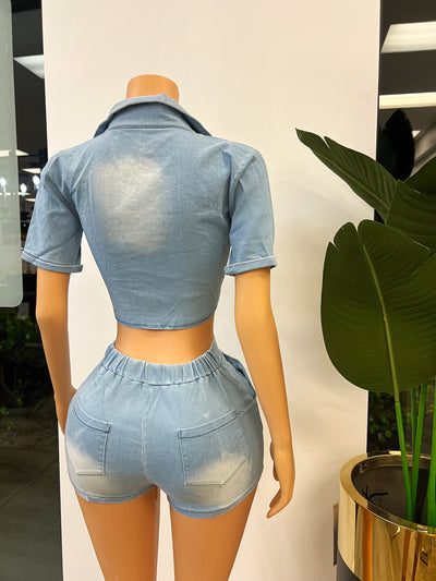 Denim Shorts Set