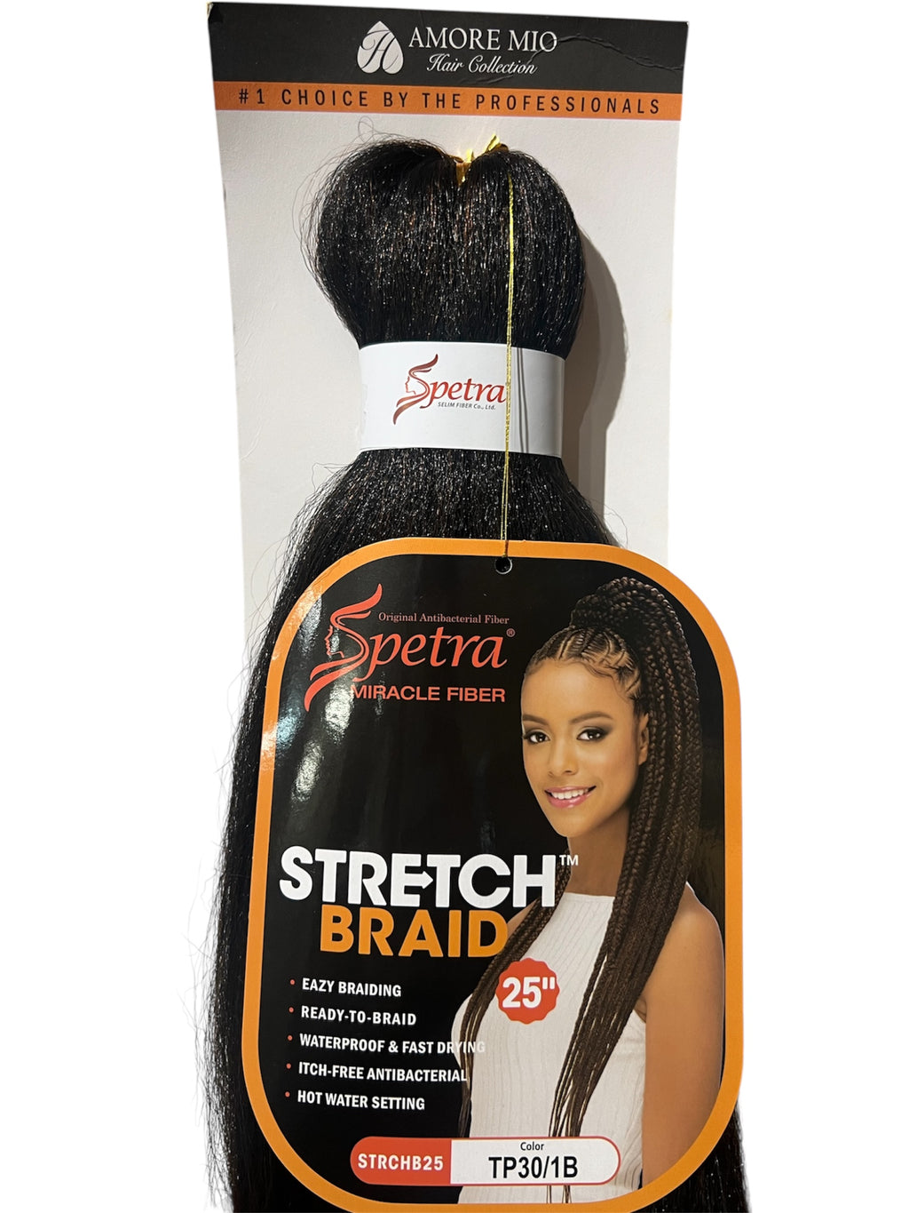 Amore Mio Spetra Miracle Fiber Stretch Braid 1 Pack 25” Braiding Hair #TP30/1B