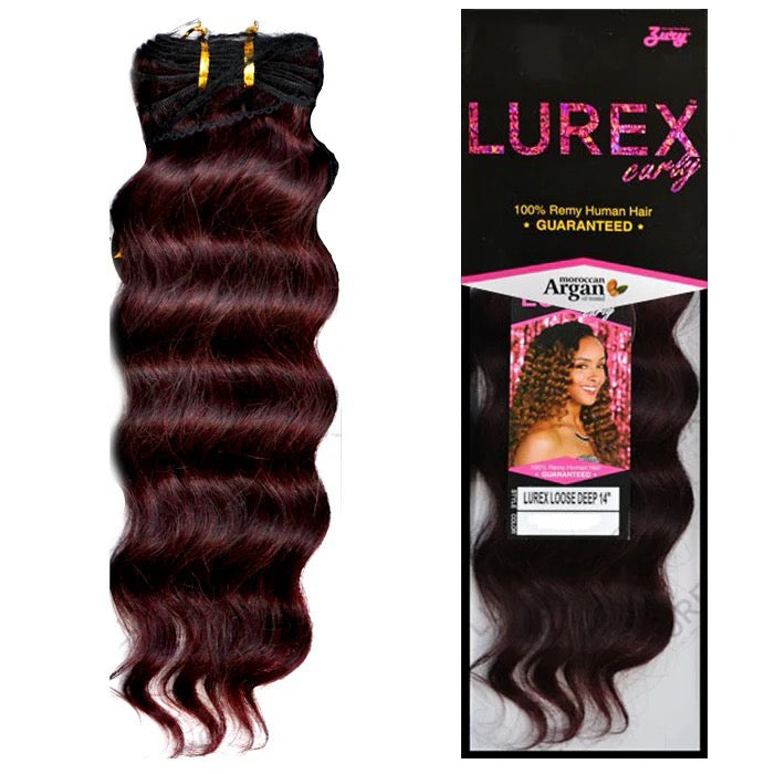 Zury Sis Lurex Curly 100% Remy Human Hair Weave - LUREX LOOSE DEEP SOMRT Burgundy 14”