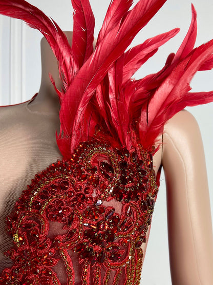 PRINCESS - RED FEATHER DRESS