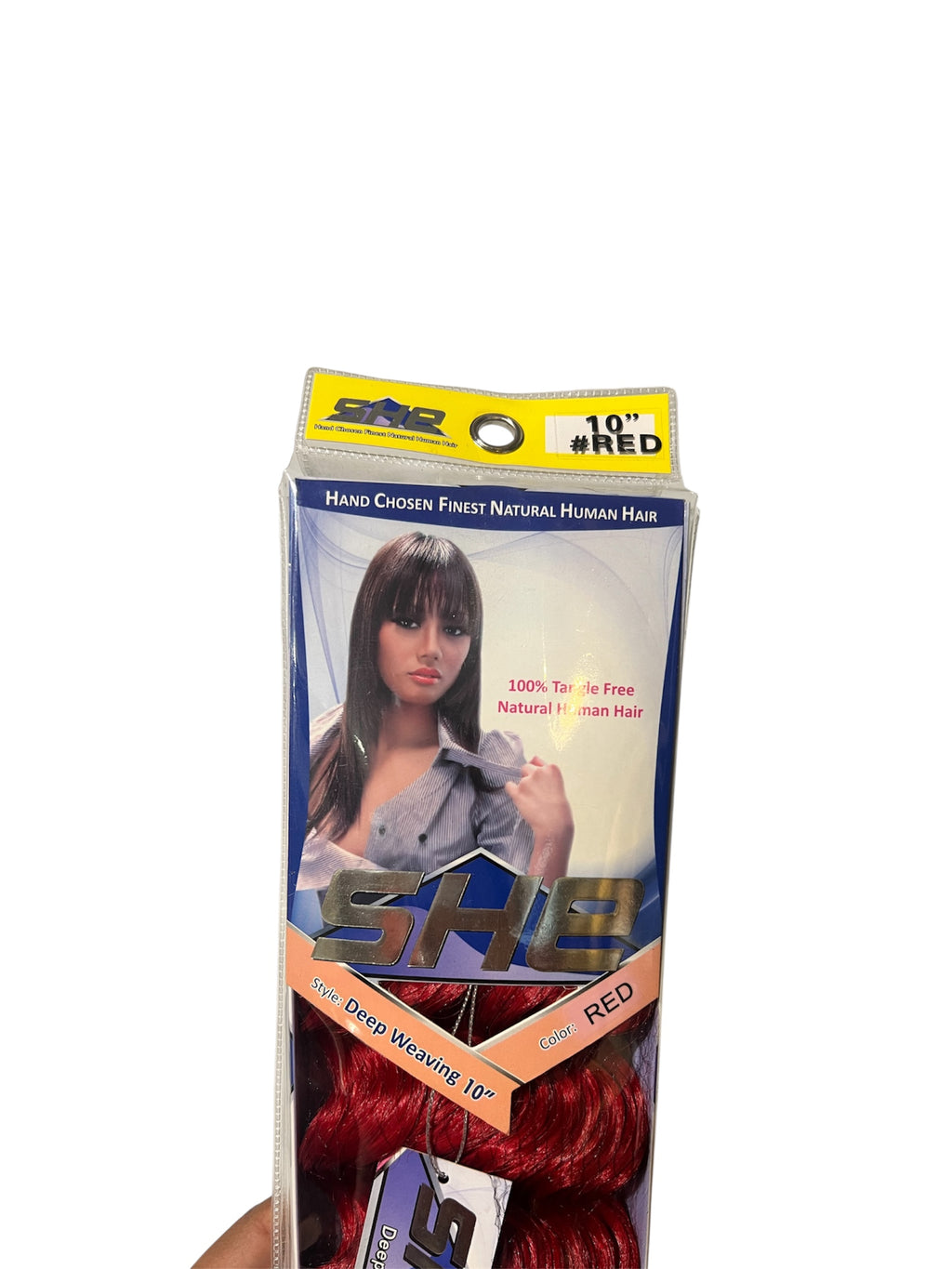 SHe Natural Human Hair Yaki deep Weaving 10 Inch Color red