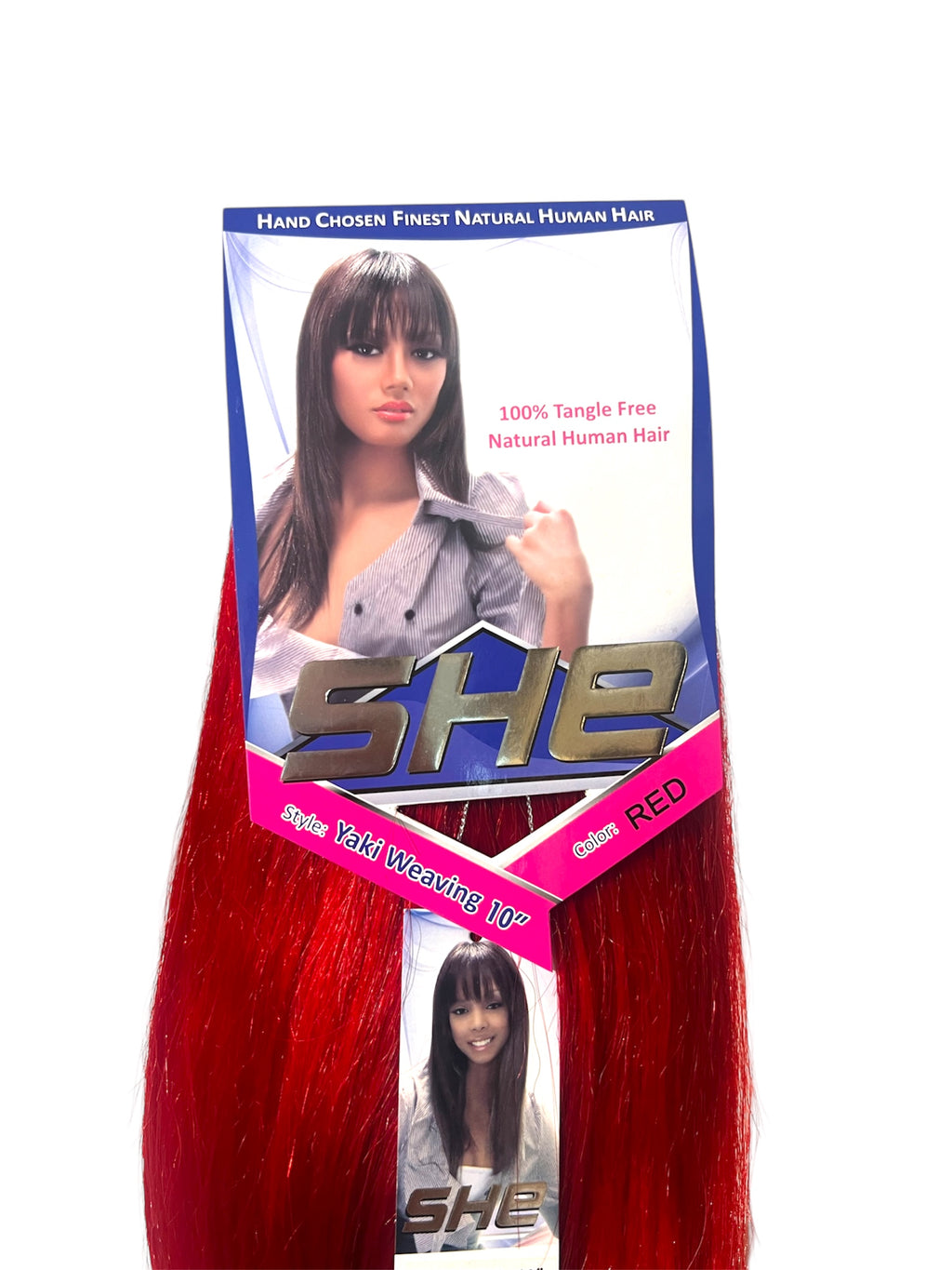 SHe Natural Human Hair Yaki Weaving 10 Inch Color Red