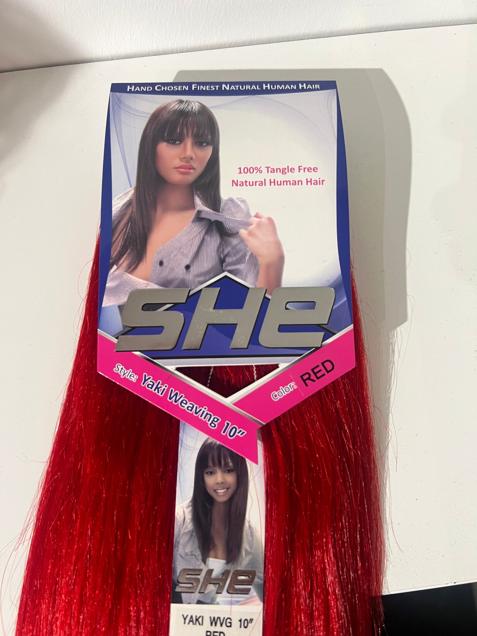 SHe Natural Human Hair Yaki Weaving 10 Inch Color Red