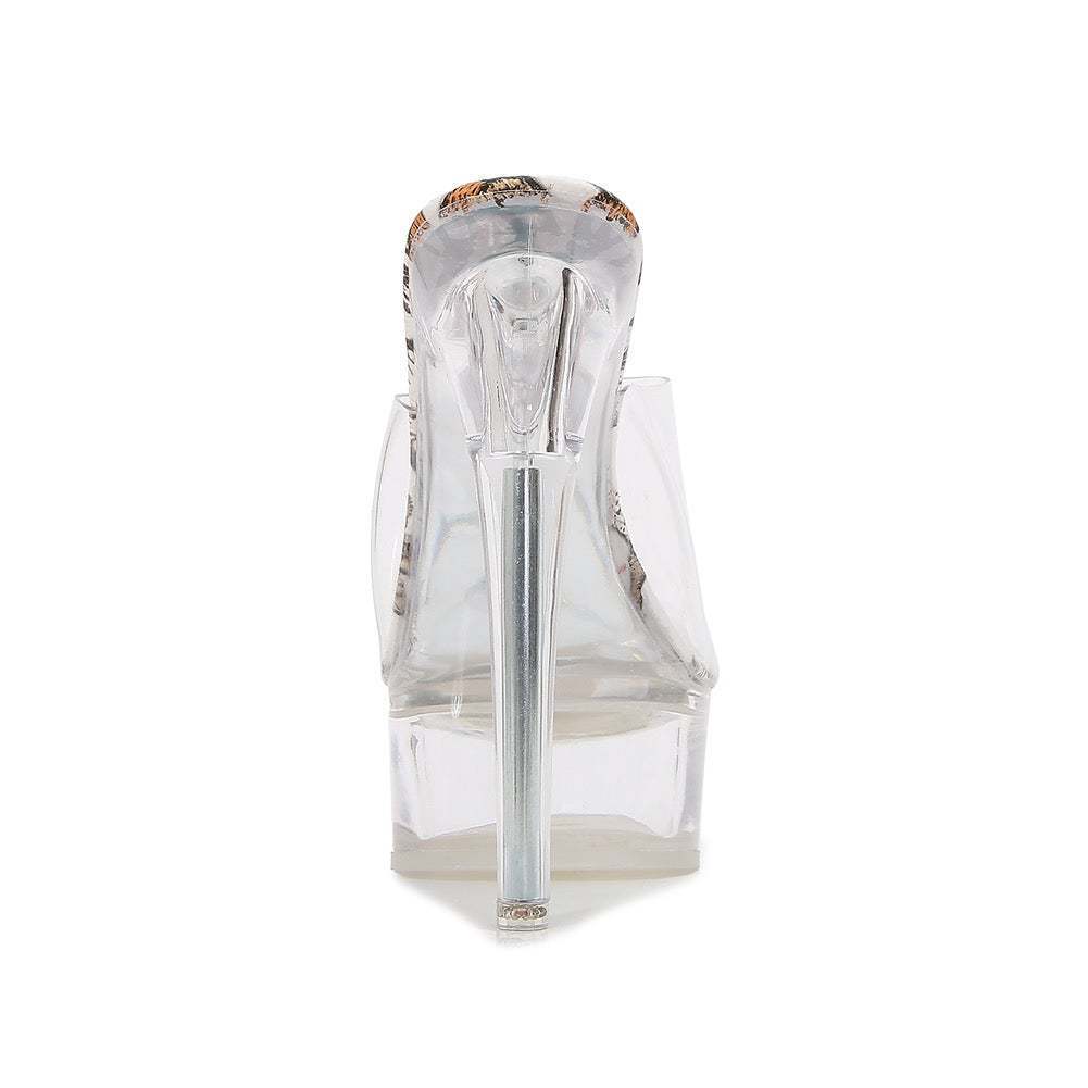 CRYSTAL CLEAR 15CM HIGH HEELS