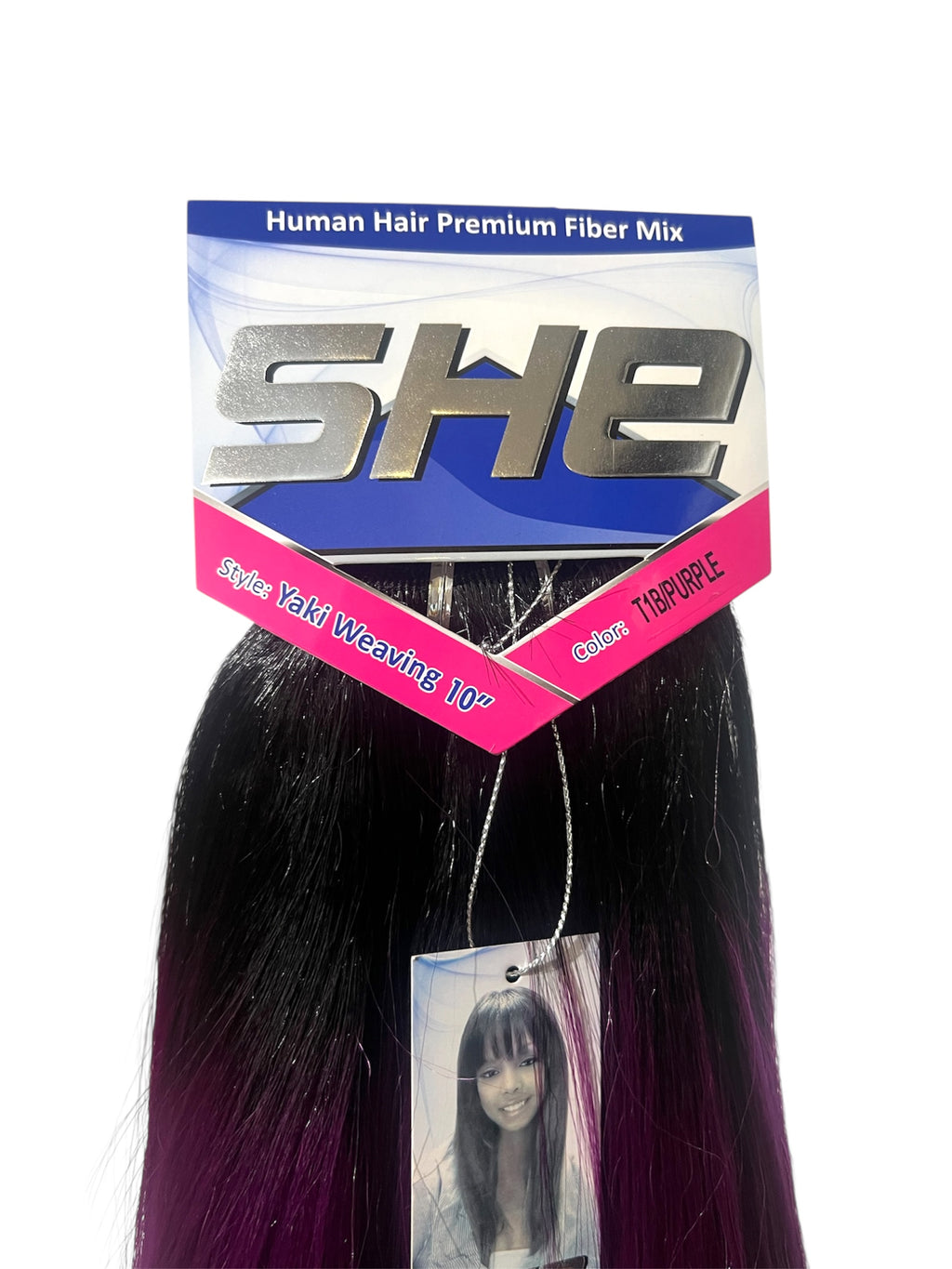 SHe Natural Human Hair Yaki Weaving 10 Inch Color T1B/purple