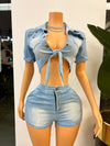 Denim Shorts Set