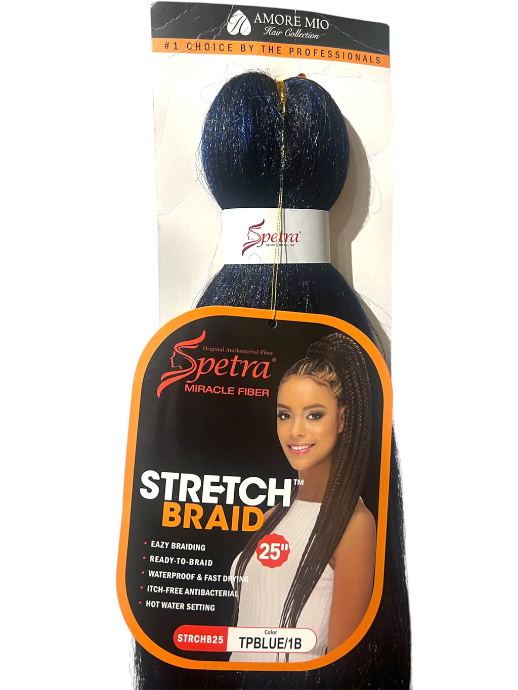 Amore Mio Spetra Miracle Fiber Stretch Braid 1 Pack 25” Braiding Hair #TPBLUE/1B