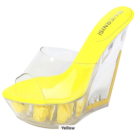 YELLOW CRYSTAL PLATFORM HIGH HEELS