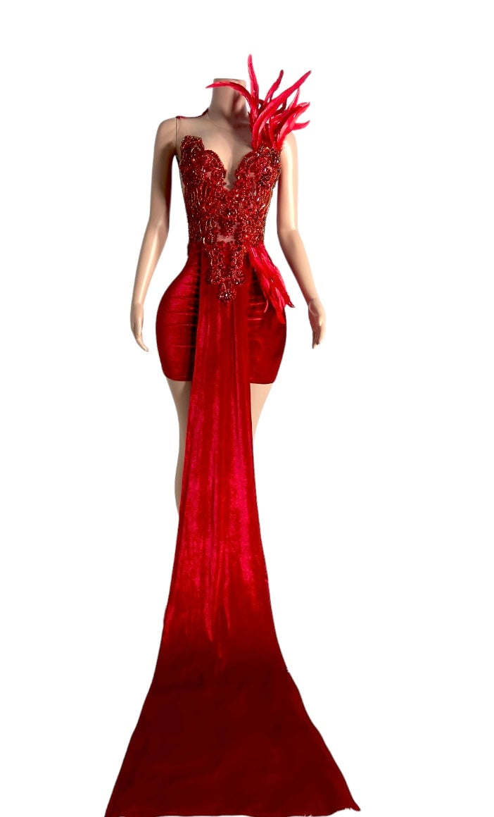 PRINCESS - RED FEATHER DRESS