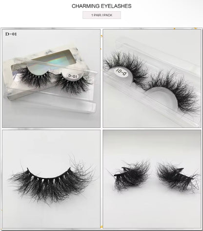 25mm Lashes 100% Mink Eyelashes Fluffy Eyelash