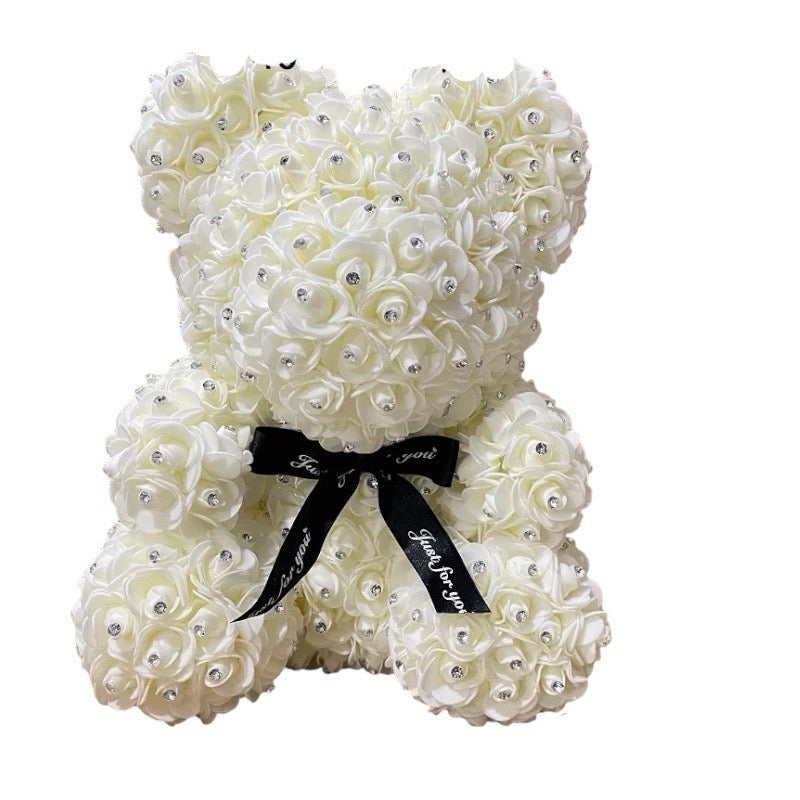 WHITE DIAMOND ROSE BEAR