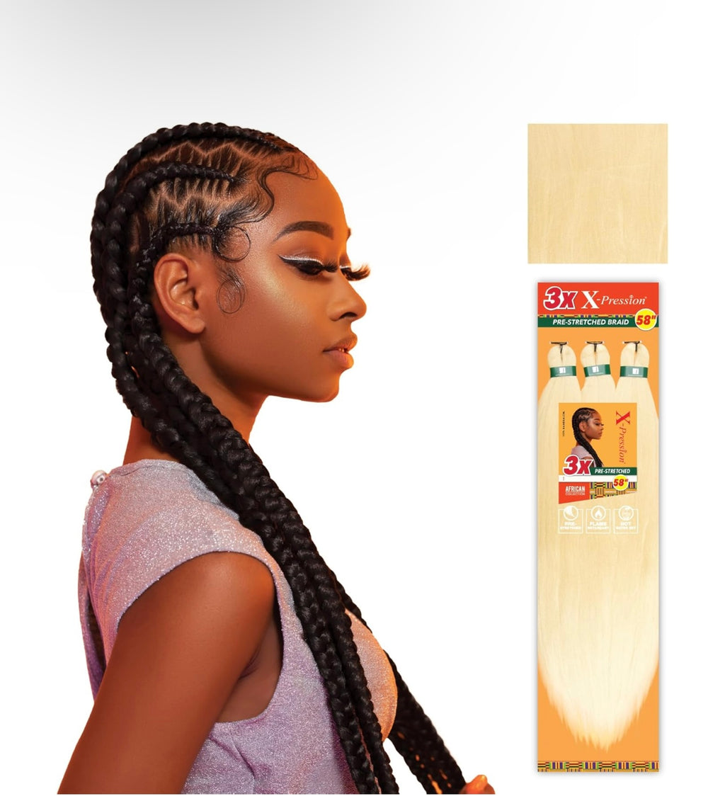 SENSATIONNEL XPRESSION 3X PRE-STRETCHED BRAIDING HAIR - 58" 613 blonde