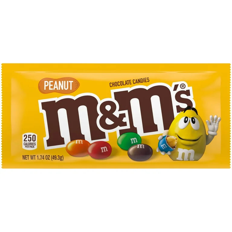 M&M'S Peanut Milk Chocolate Candy, Full Size, 1.74 oz.,