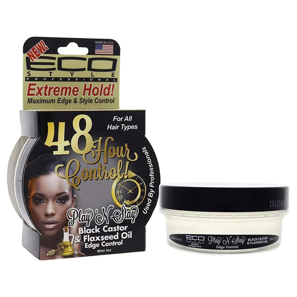 Eco 48 Hour Edge Control Black Castor & Flaxseed Oil, 3 oz.