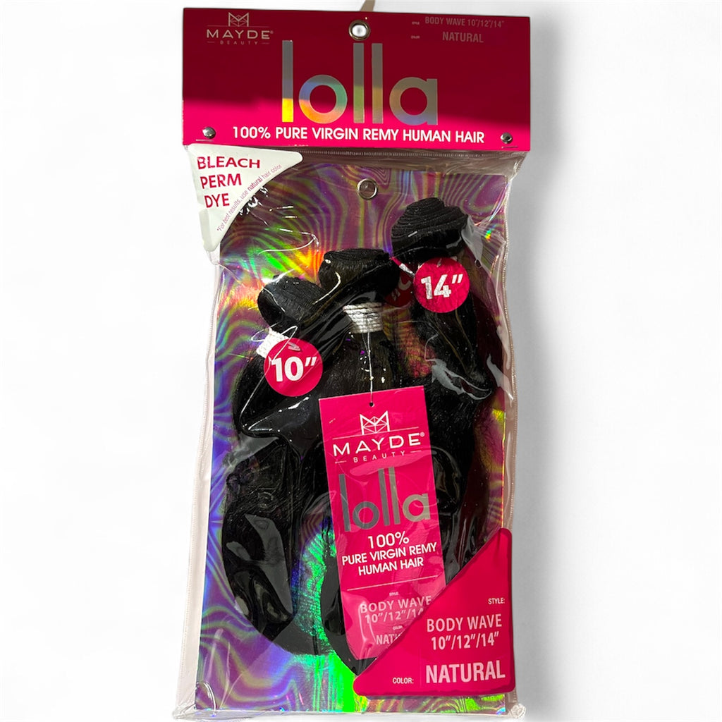 Mayde beauty Lolla 100% pure virgin rely human hair 10”12”14