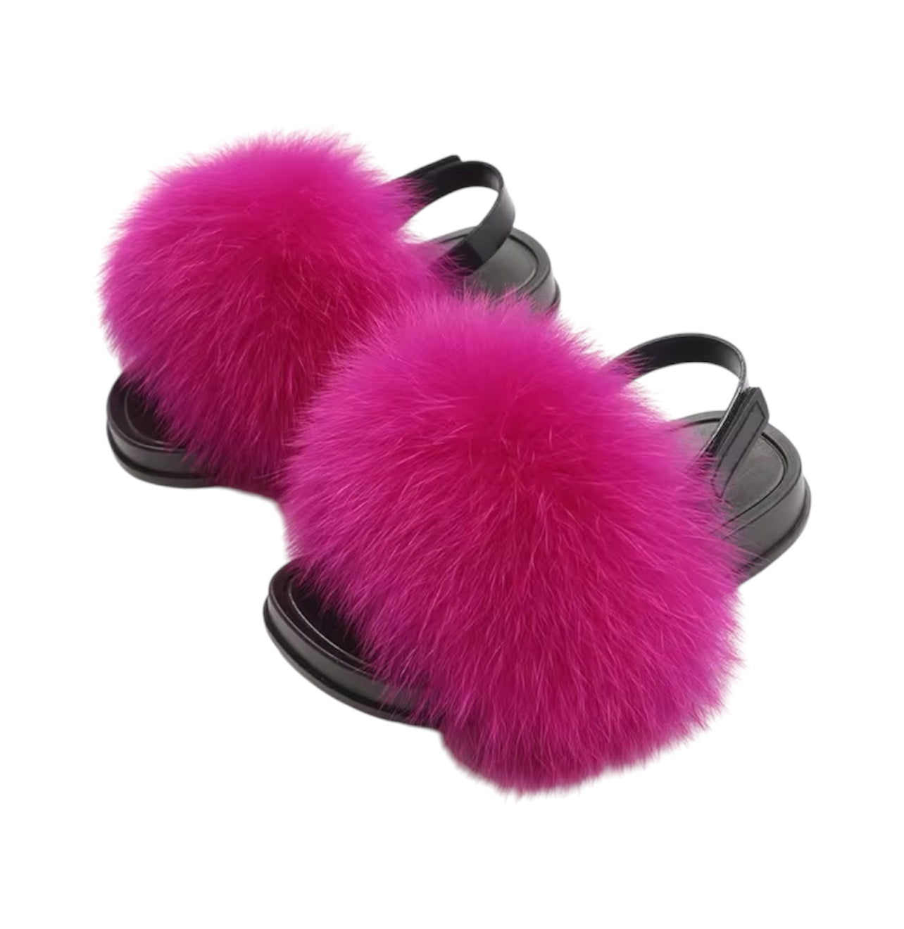 Kids faux fur slides purple