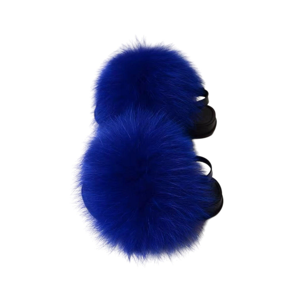 Toddler faux fur slides dark blue