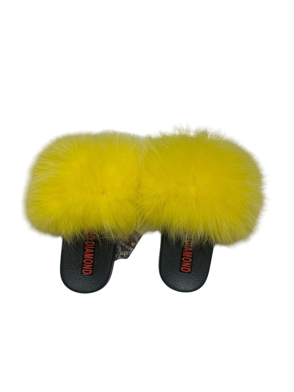 Kids faux fur slides yellow