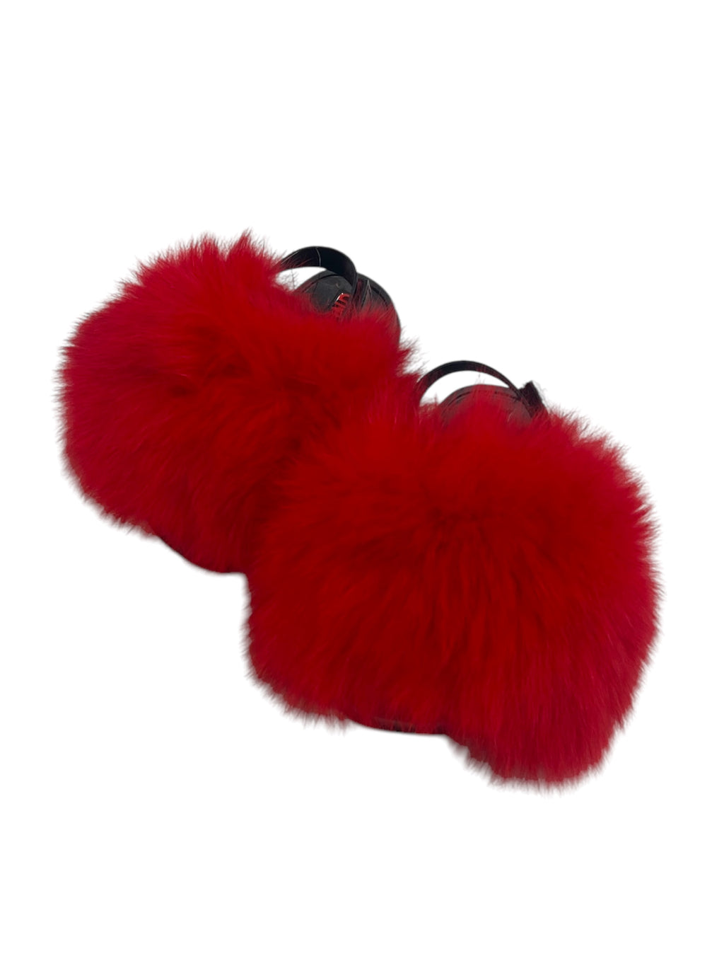 Toddler faux fur slides red