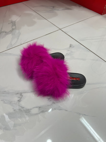 Kids faux fur slides purple