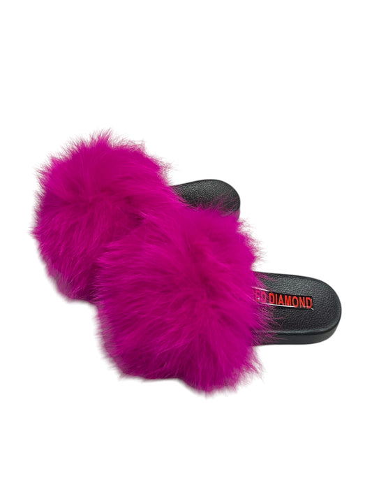 Kids faux fur slides purple
