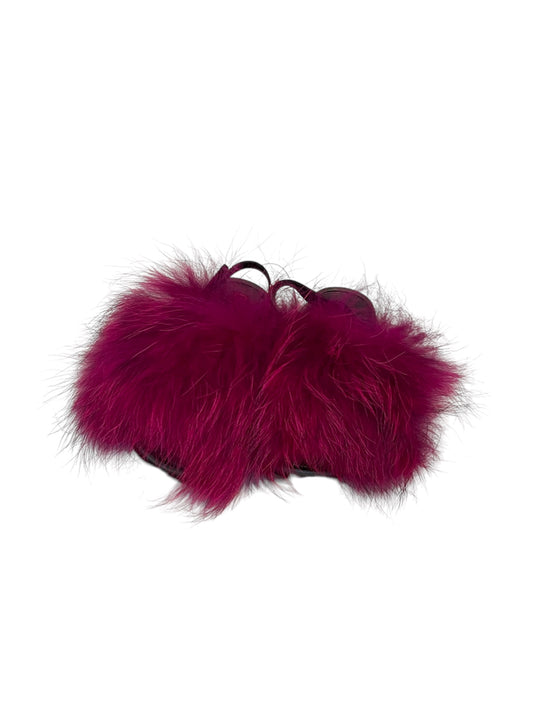 Kids faux fur slides dark burgundy