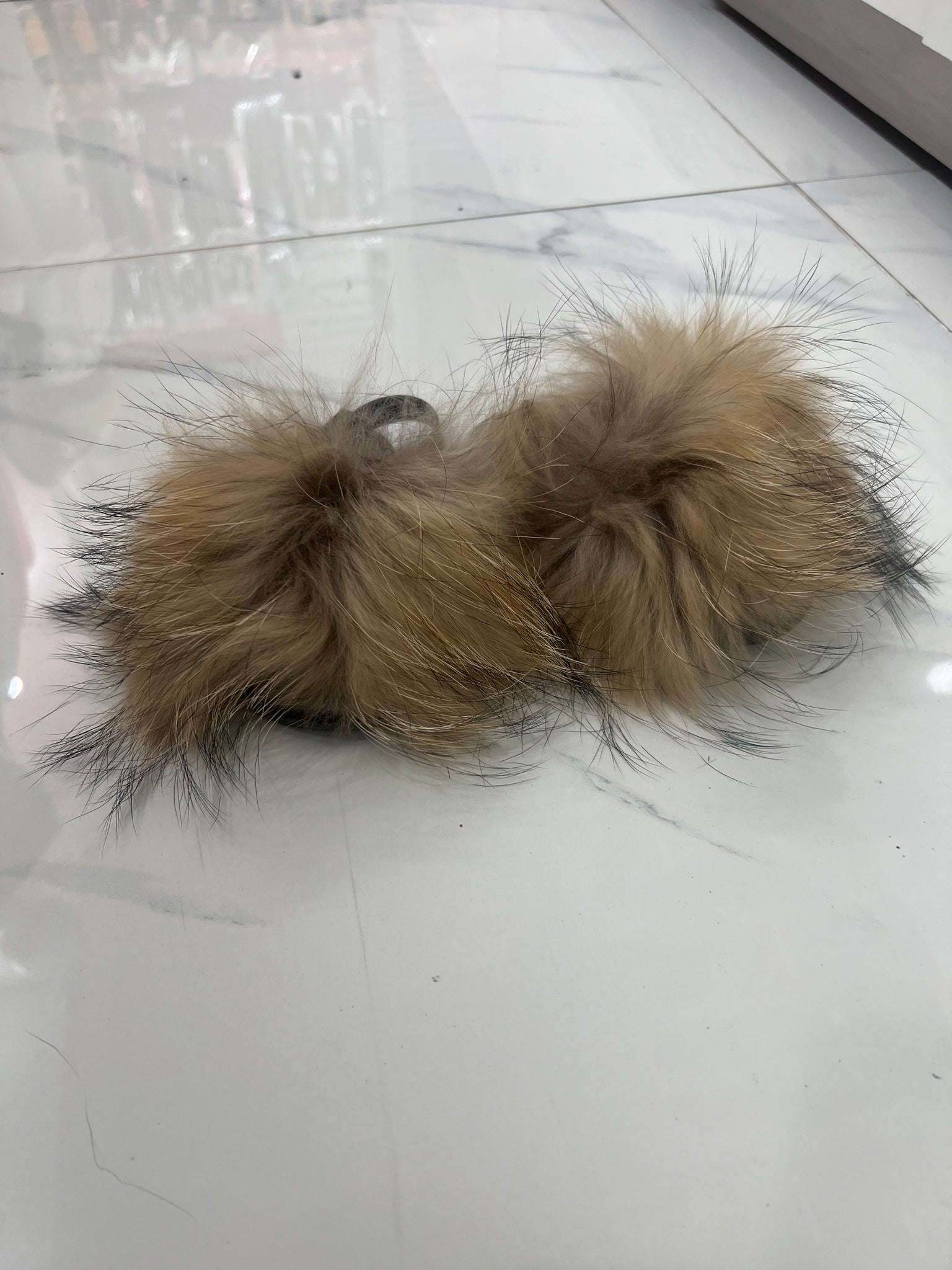 Toddler faux fur slides brown