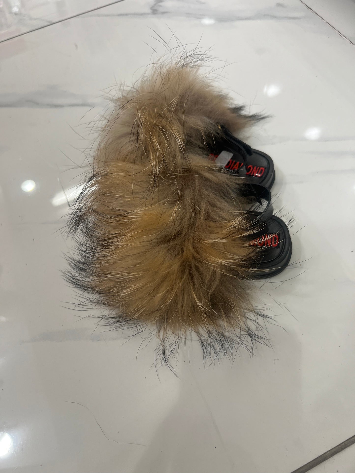 Toddler faux fur slides brown