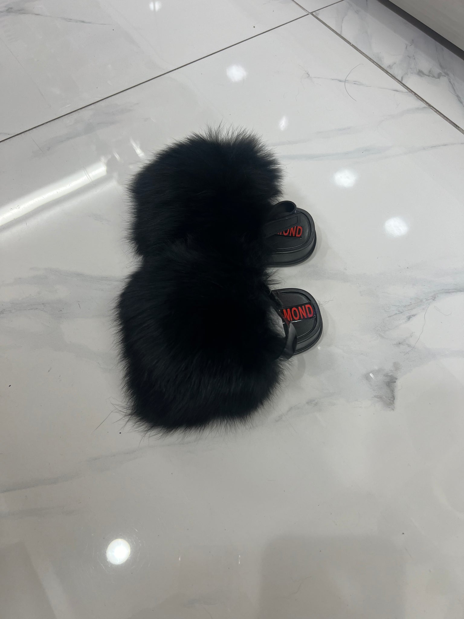 Toddler faux fur slides black