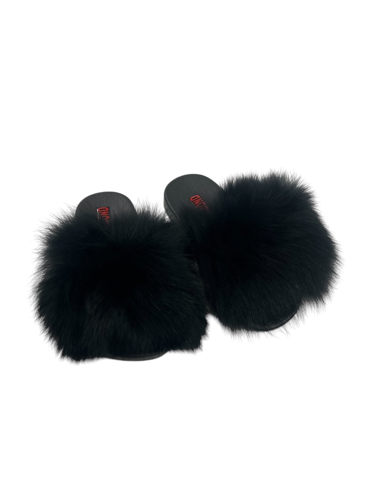 Kids faux fur slides black