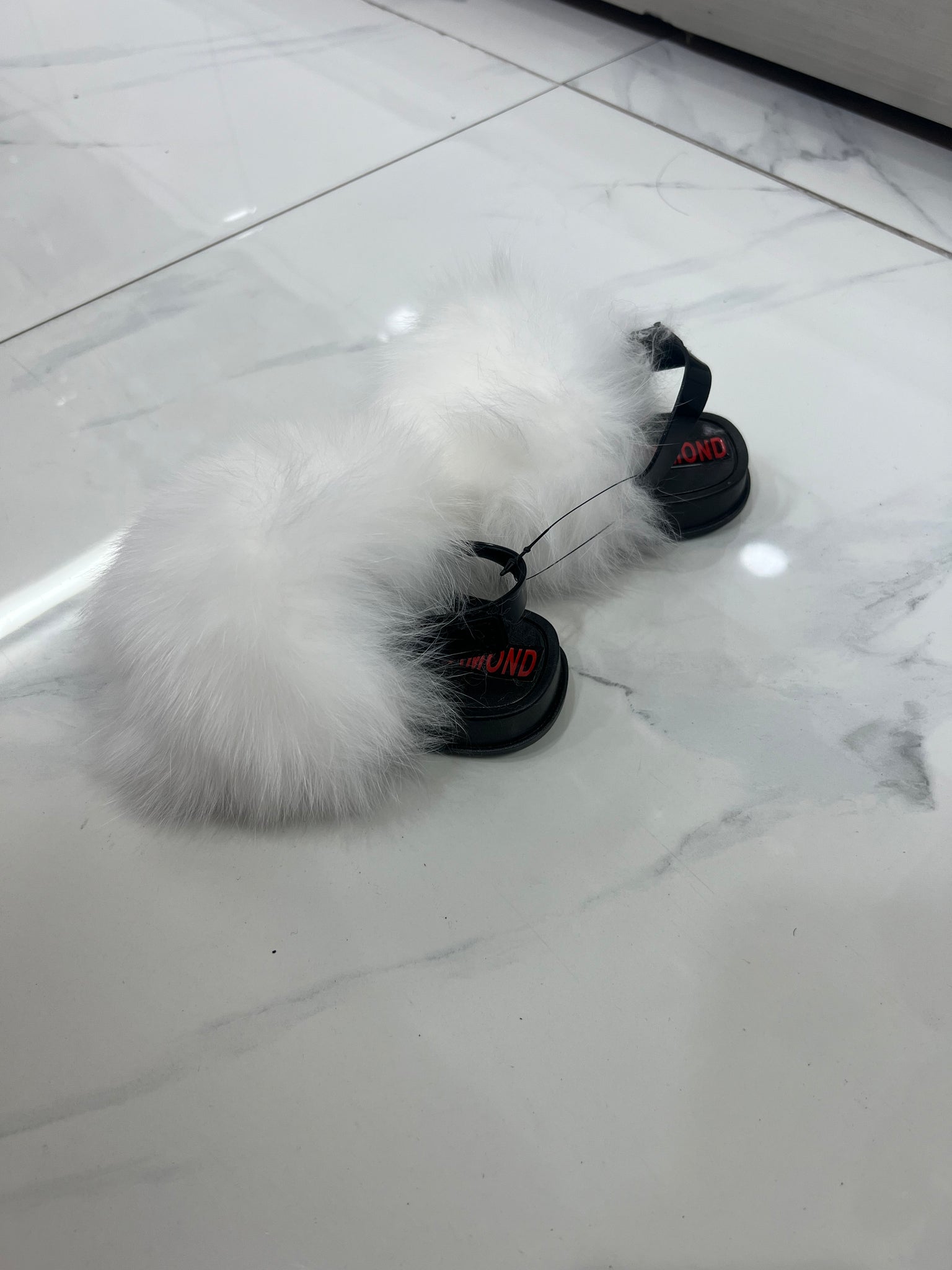 Toddler faux fur slides white