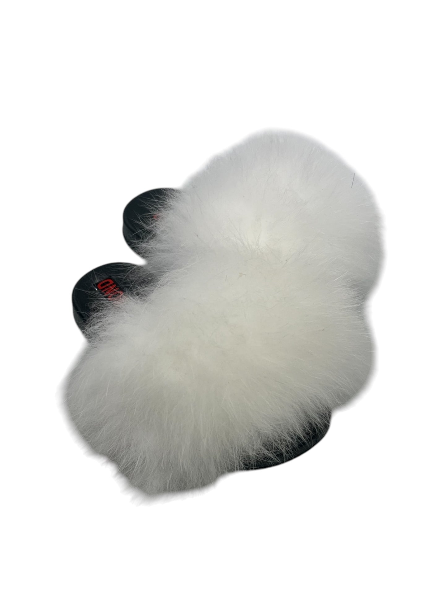 Kids faux fur slides white