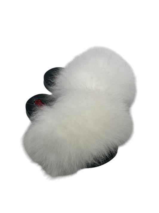 Kids faux fur slides white