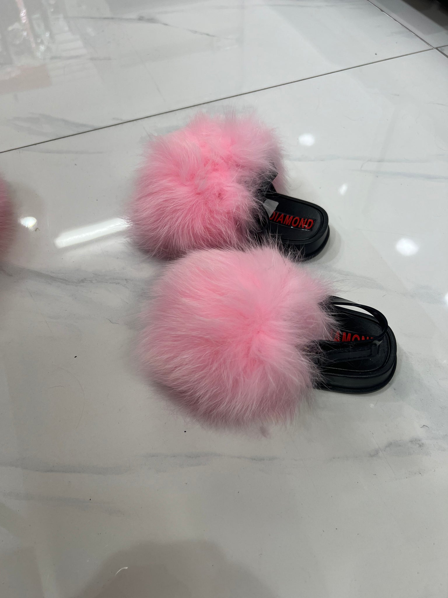 Toddler faux fur slides light pink