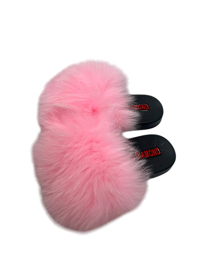 Kids faux fur slides light pink