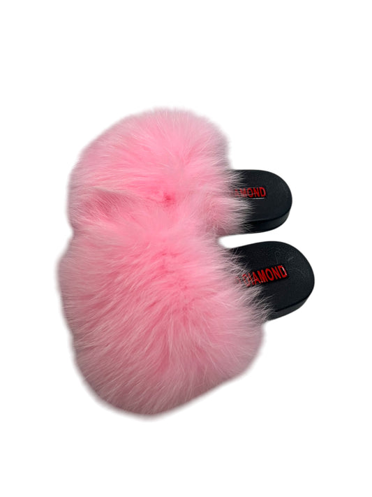 Kids faux fur slides light pink