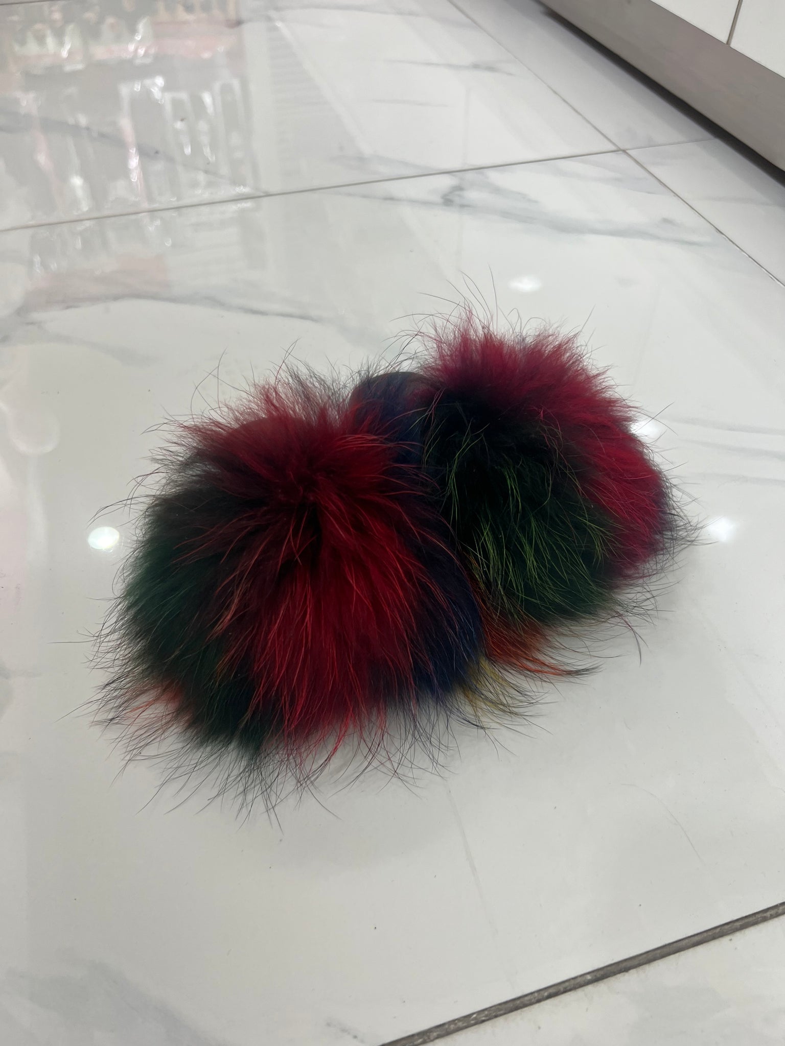 Kids faux fur slides rakoun