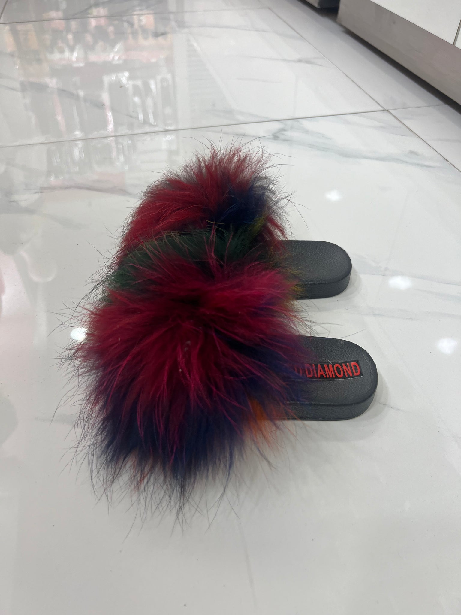 Kids faux fur slides rakoun