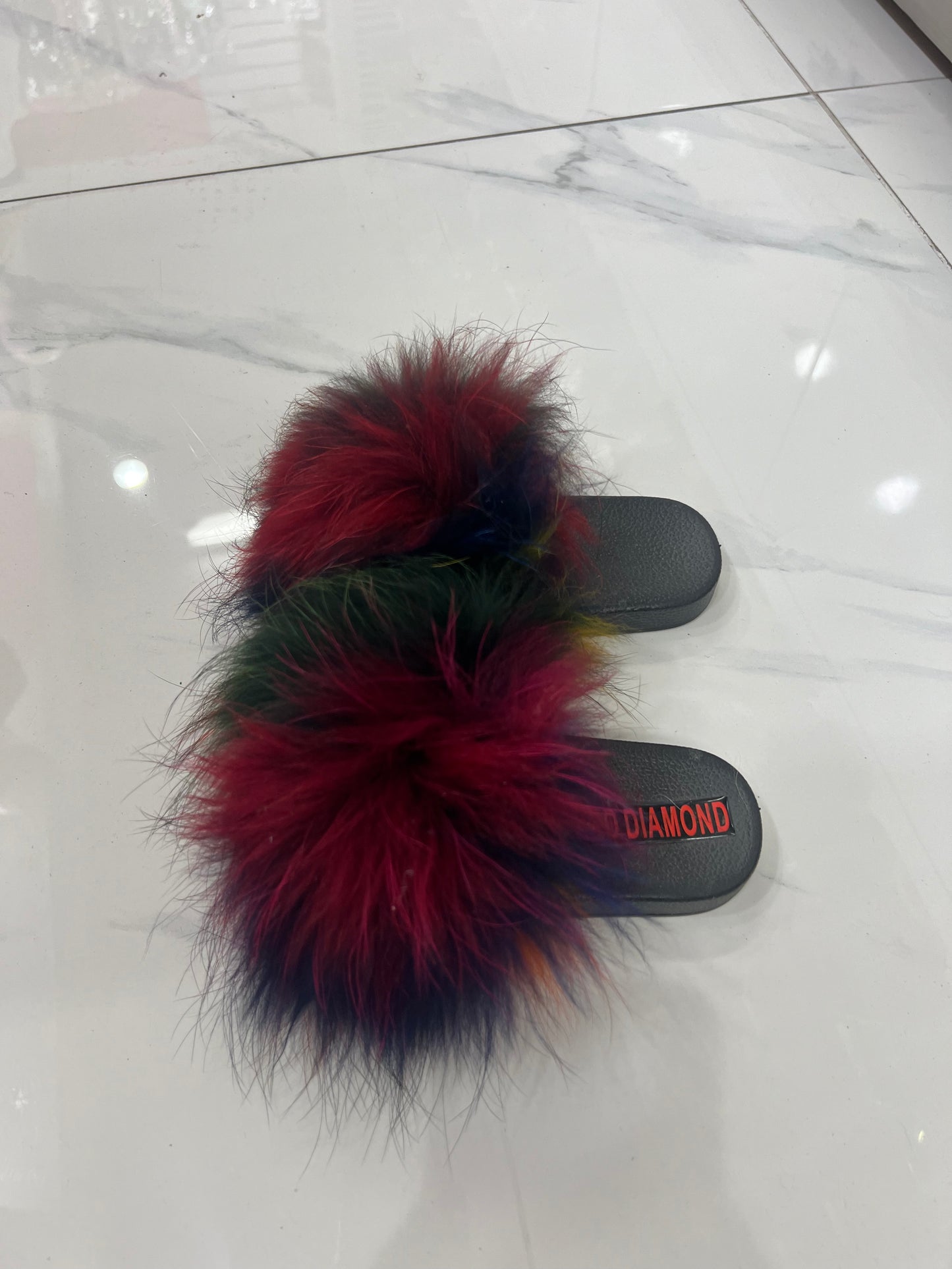 Kids faux fur slides rakoun