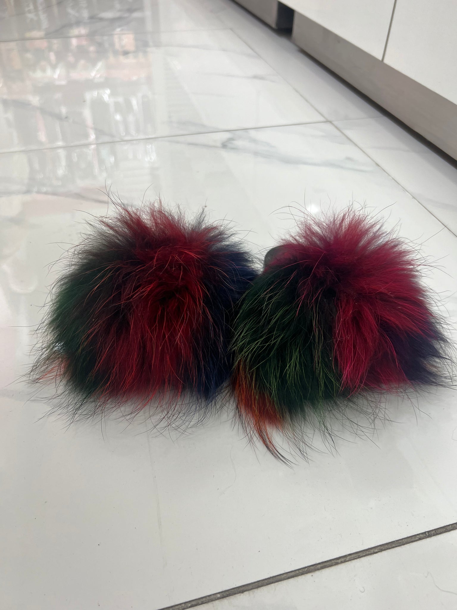 Toddler faux fur slides rakoun