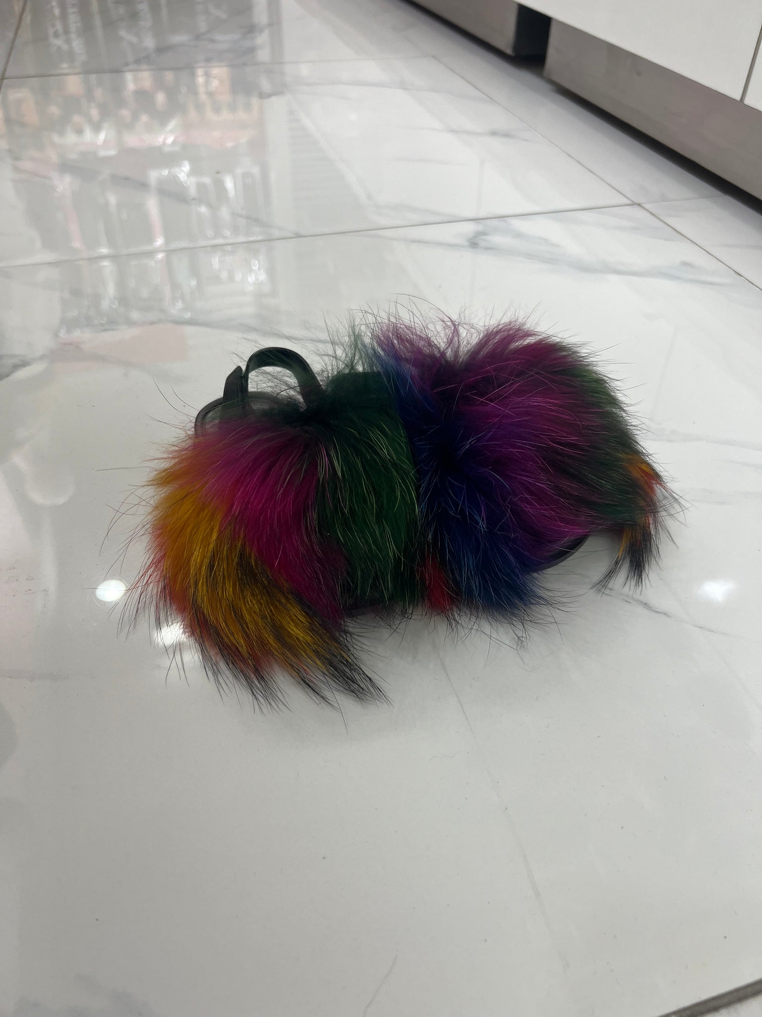 Toddler faux fur slides rakoun