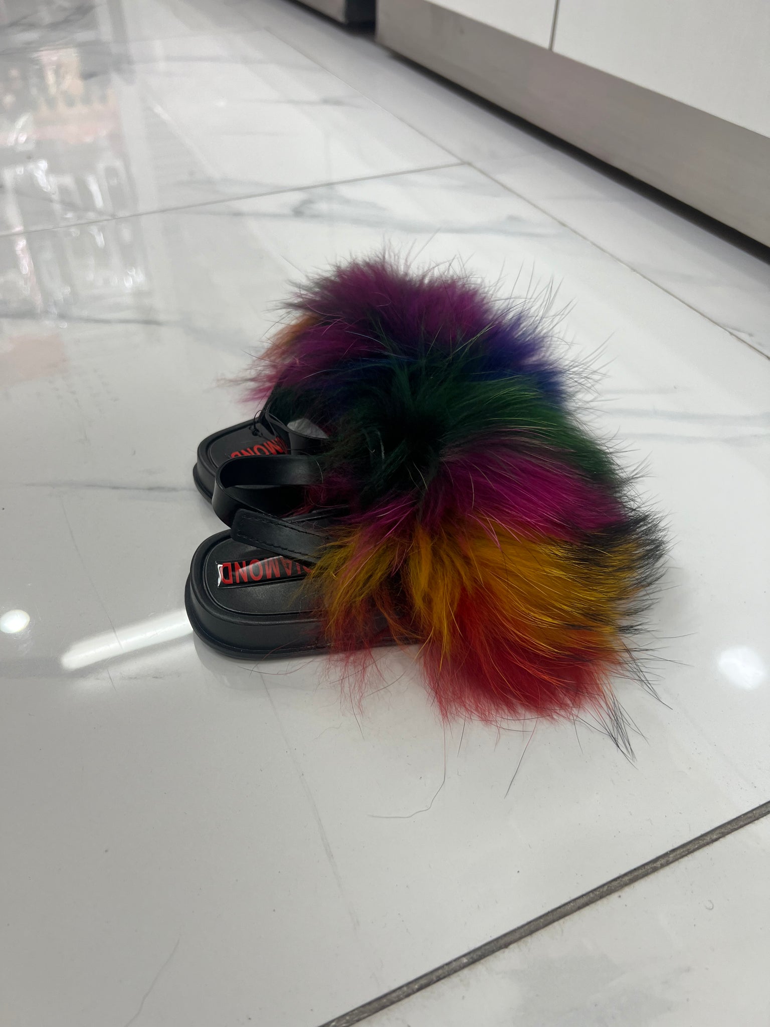 Toddler faux fur slides rakoun